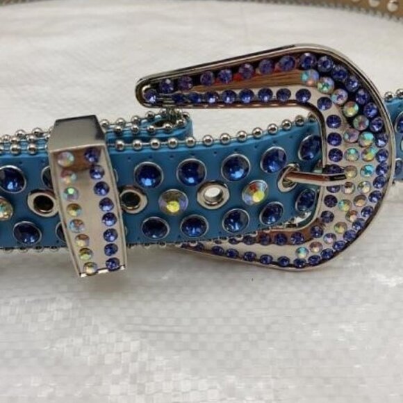 BOGO Un Fader Faux Leather Embellished Rhinestone Crystal Bling Western Belt XL - Picture 3 of 10